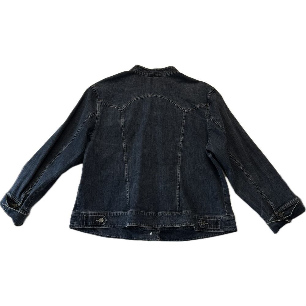 Upcycled Cotton Denim Jacket Women's Size XL Medium Wash Blue Art To Wear Sunset - Picture 2 of 11